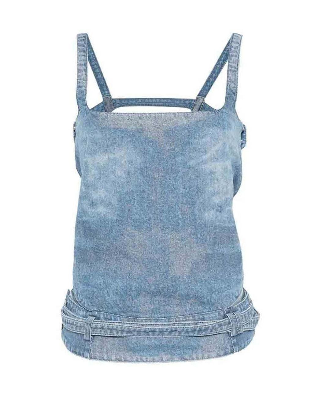 DIESEL Blue Light Square Neck Top