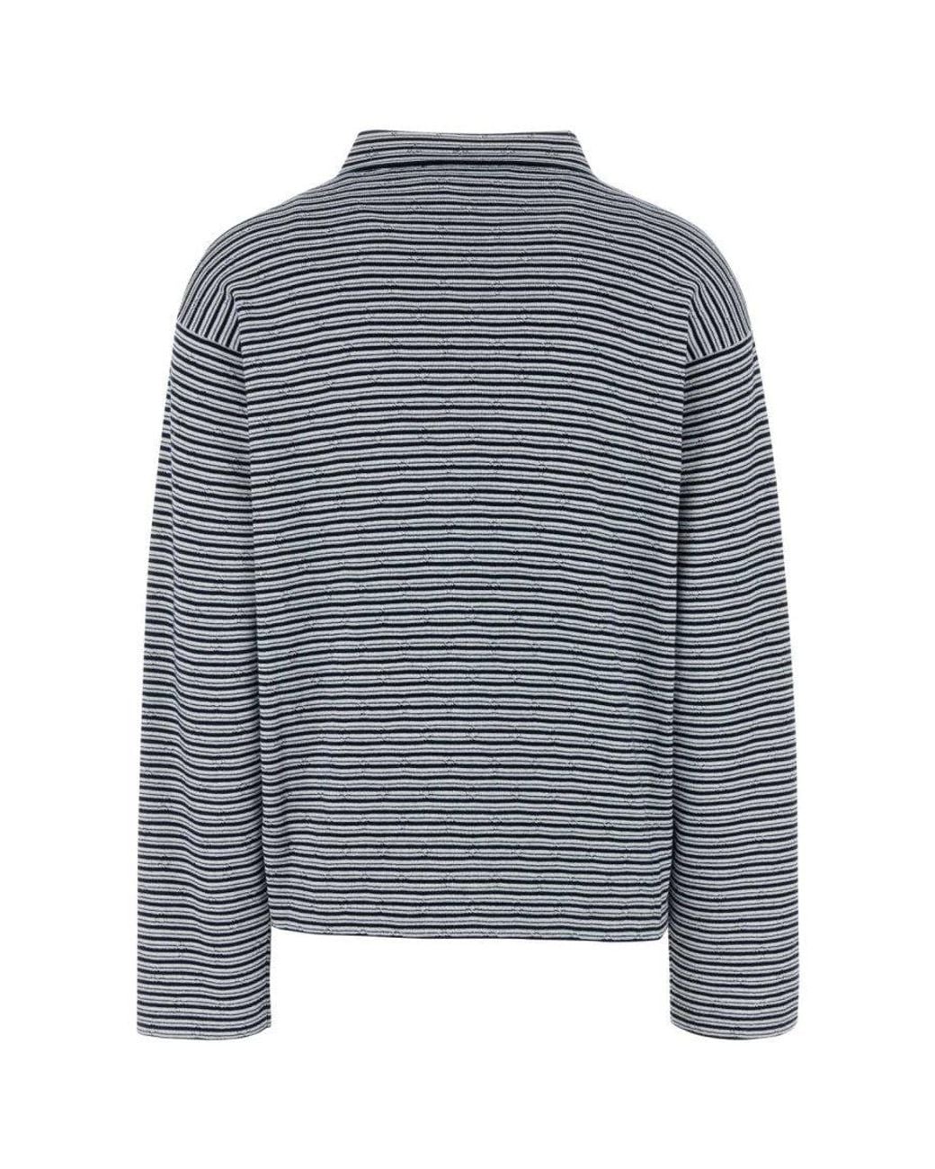 Miu Miu Gray Stripes Shirt Collar Polo