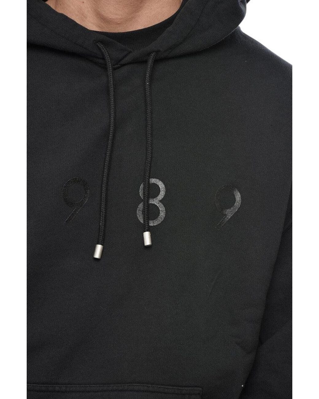 1989 STUDIO Black Relaxed Logo Hoodie for men