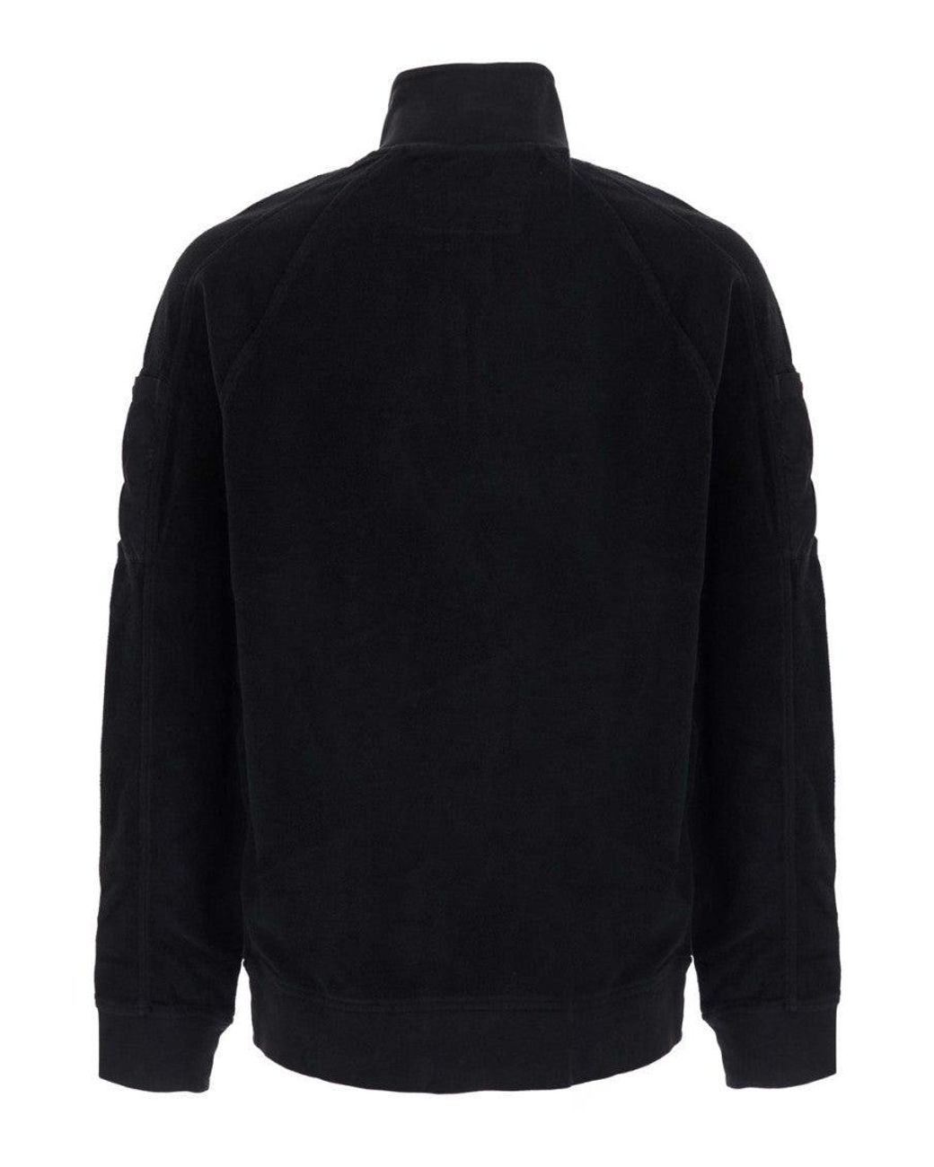 C P Company Blue Solid Mock Collar Sweater for men