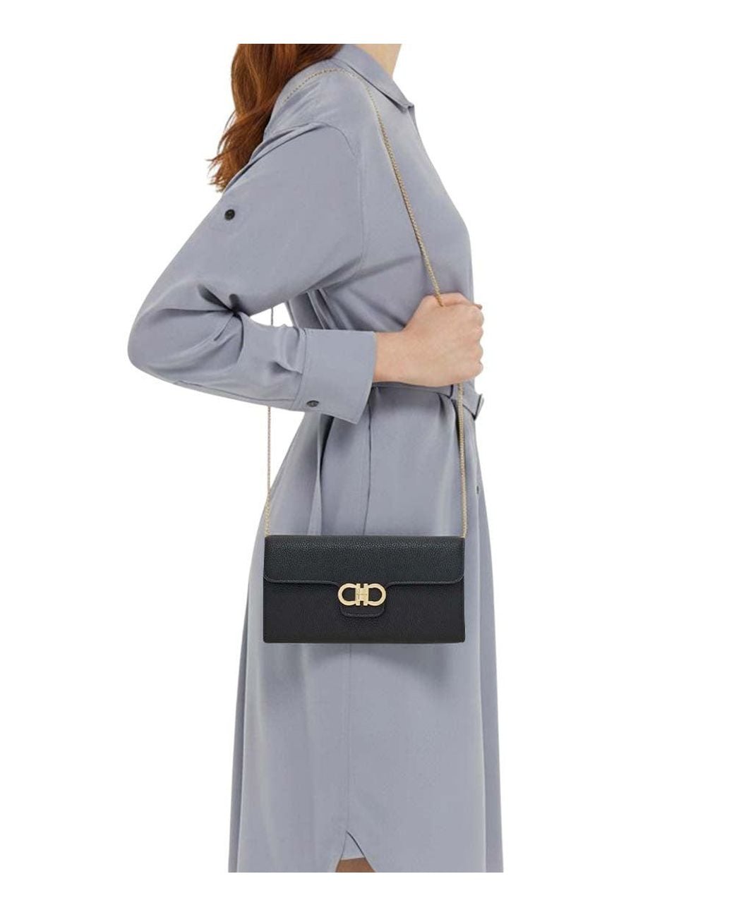 Ferragamo Black Gancini Clutch