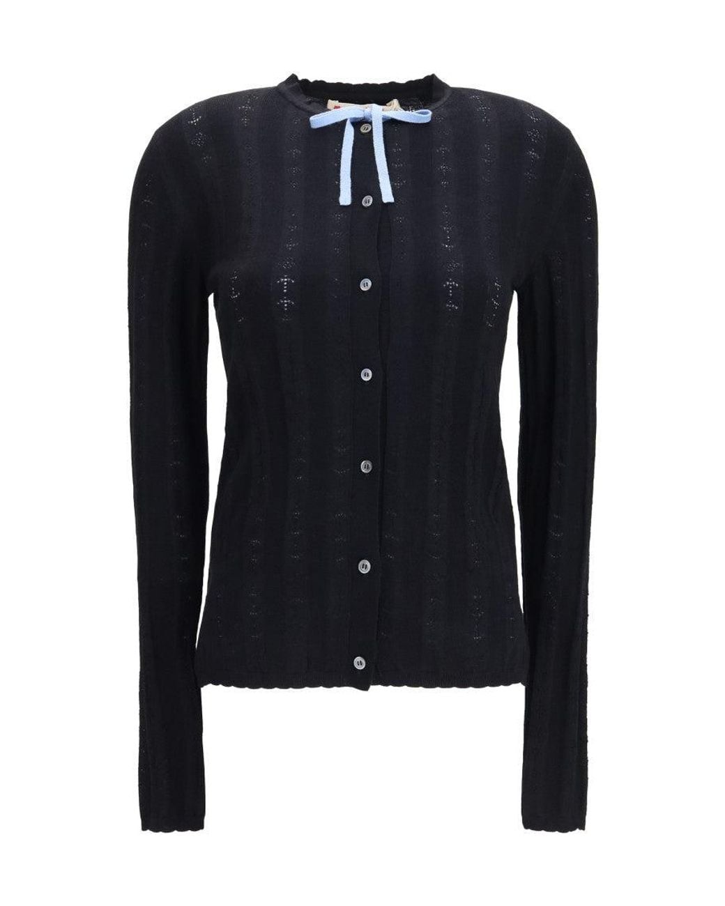Marni Blue Knitted Round Neck Cardigan