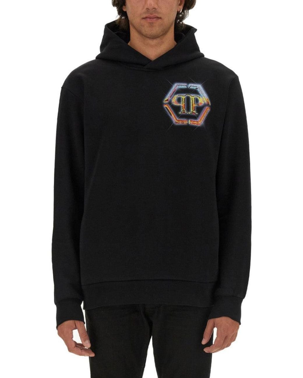 Philipp Plein Black Logo Hood Sweatshirts for men