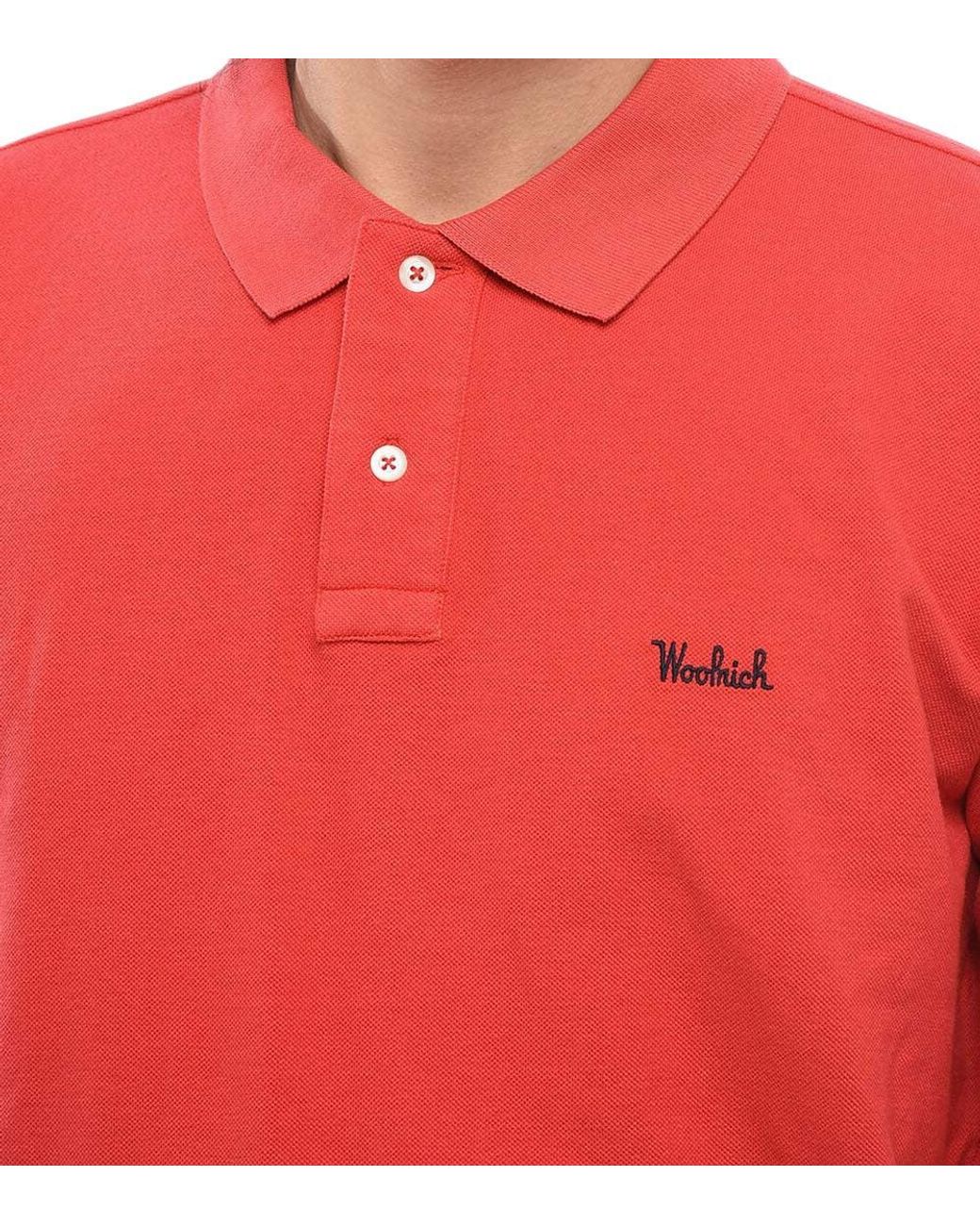 Woolrich Red Full Sleeves Logo Polo for men