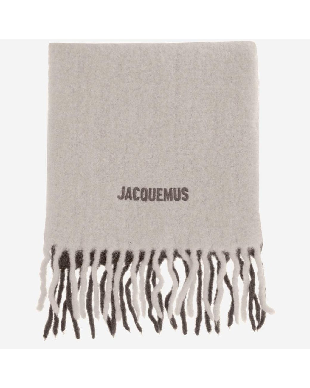 Jacquemus Gray Embroidered Logo Scarf
