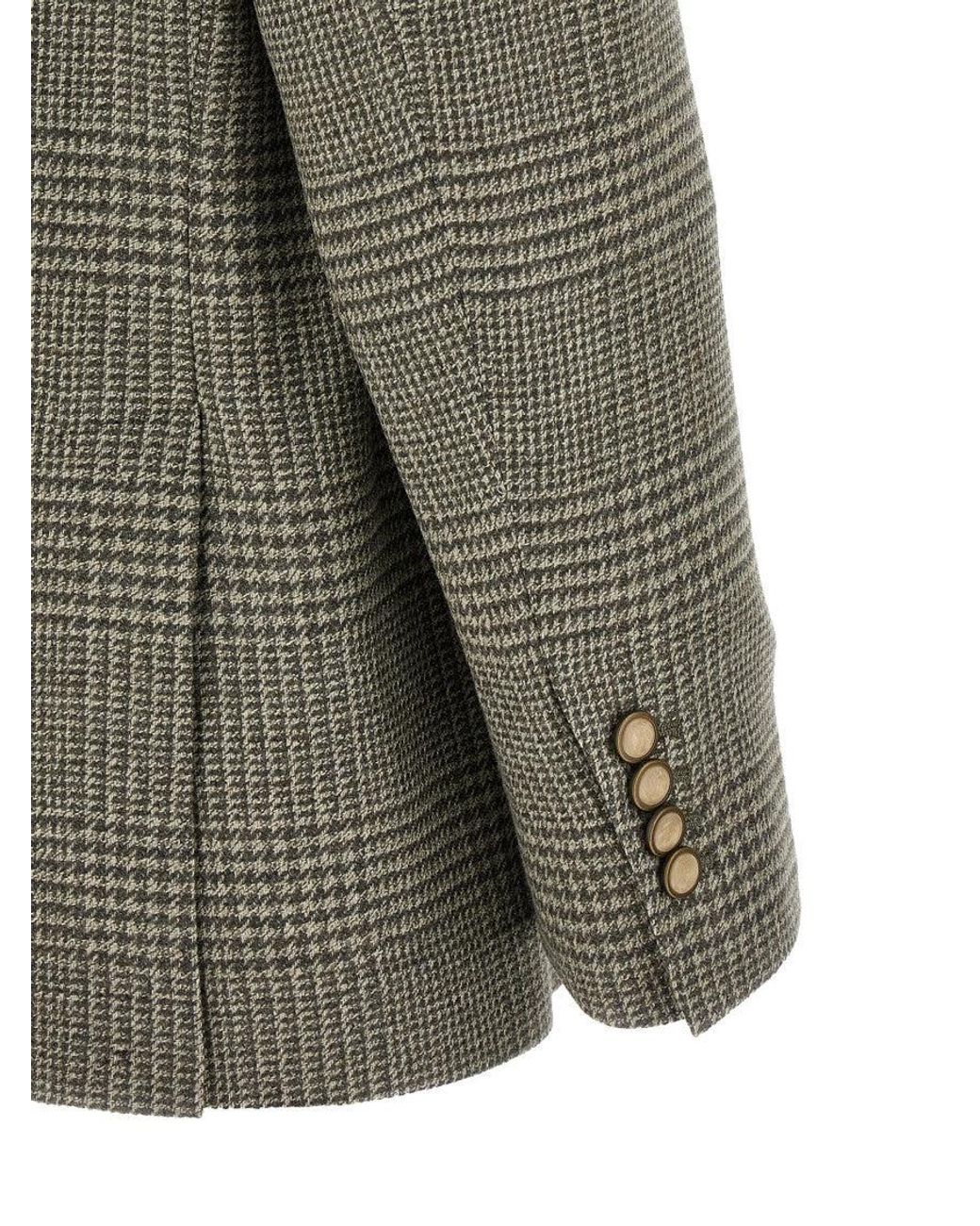Brunello Cucinelli Green Prince Of Wales Blazer for men