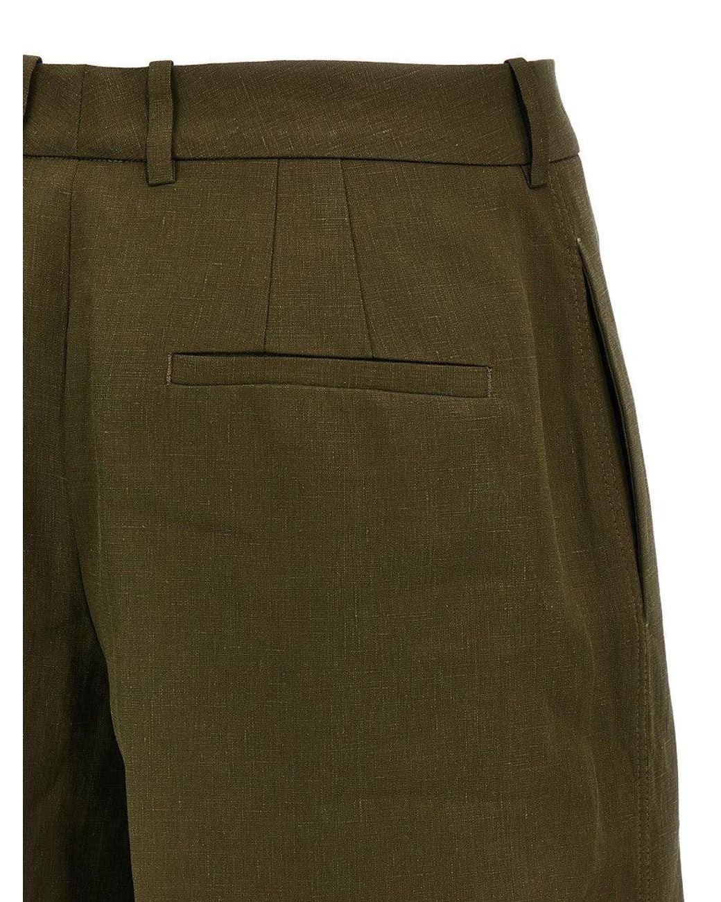 Jil Sander Green Linen Bermuda Shorts