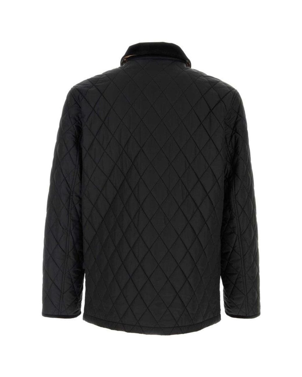 Burberry Black Quilted Shirt Collar Jacket for men