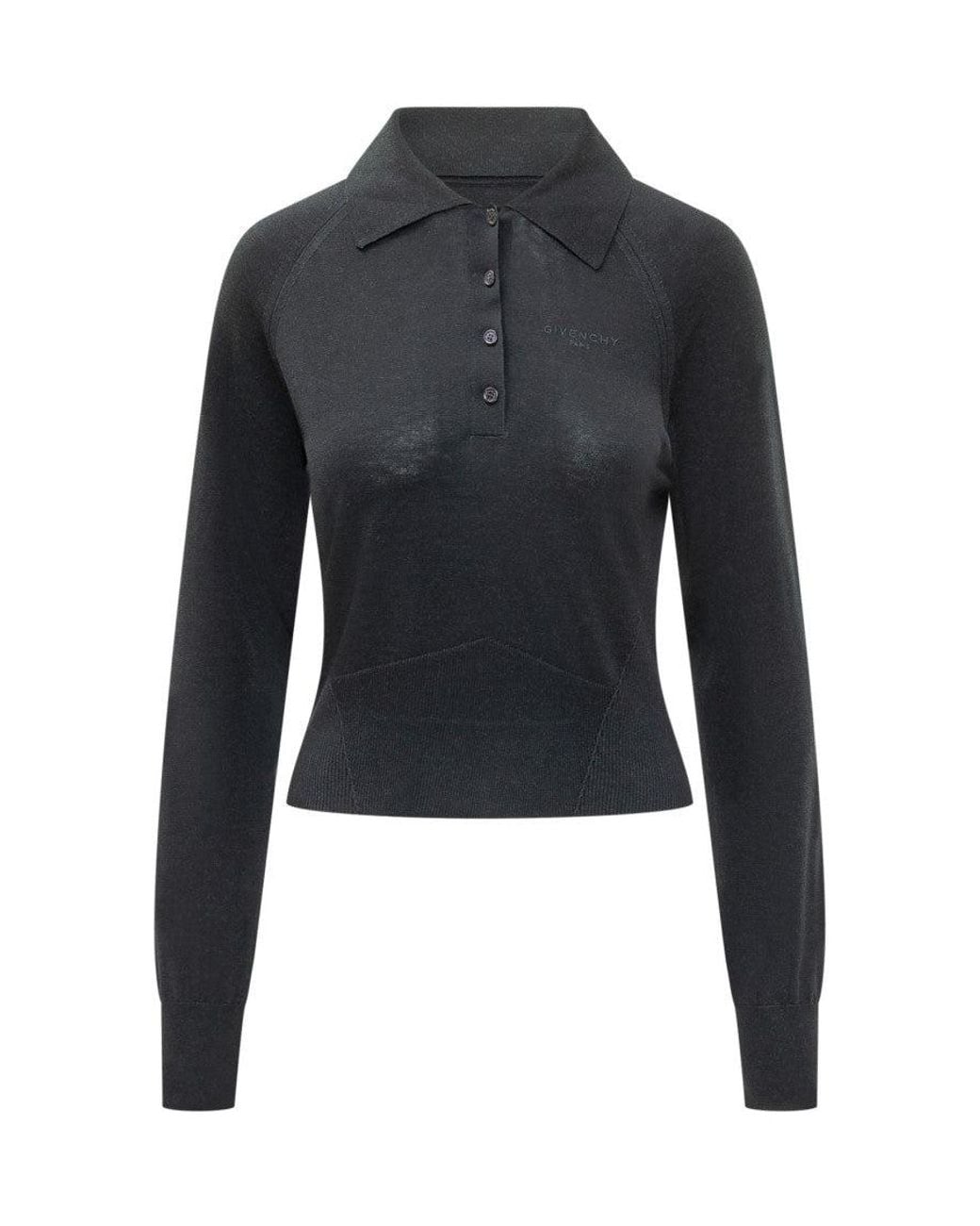 Givenchy Blue Long Sleeve Polo With Luxe Fabric