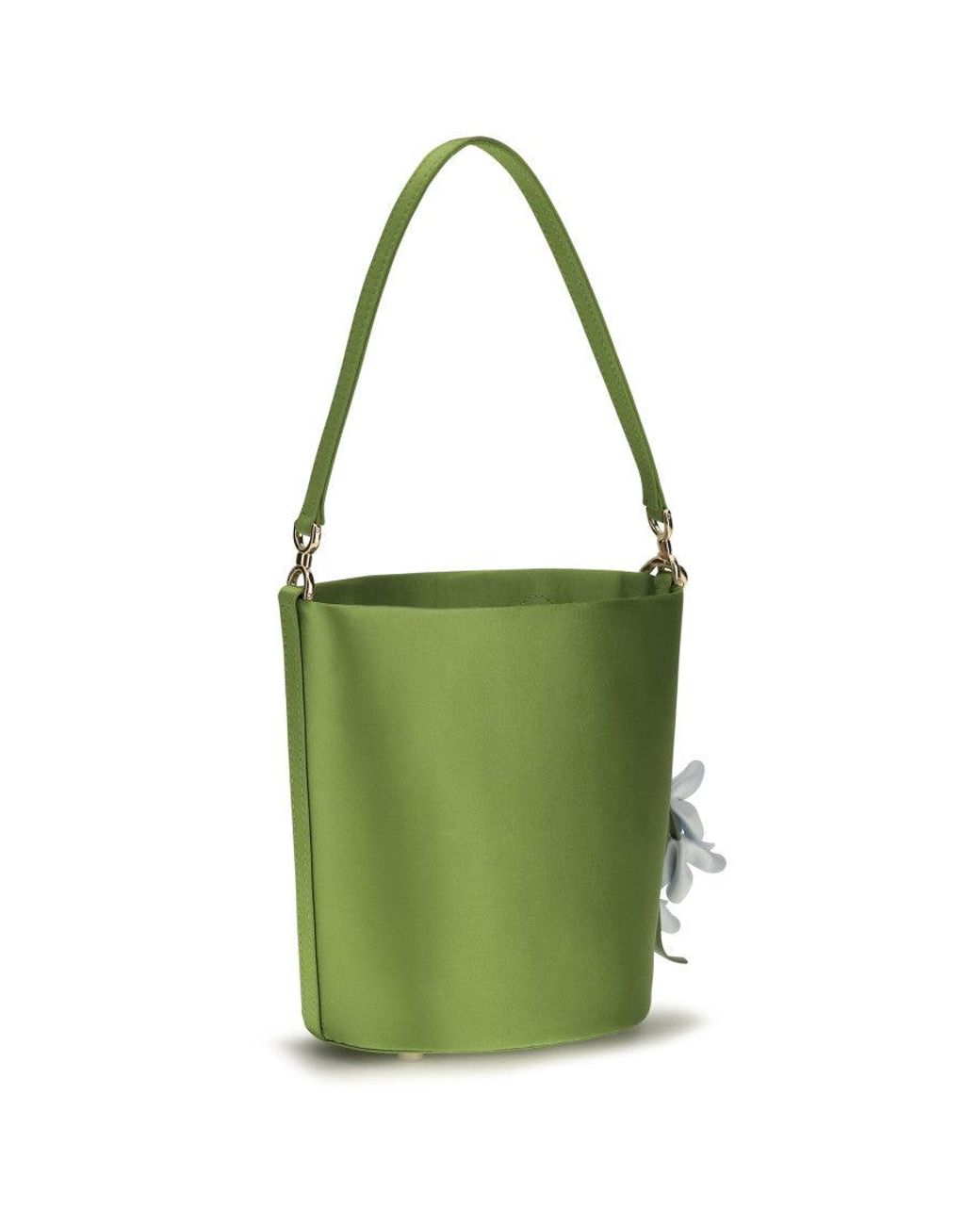 Self-Portrait Green Satin Bucket Bag