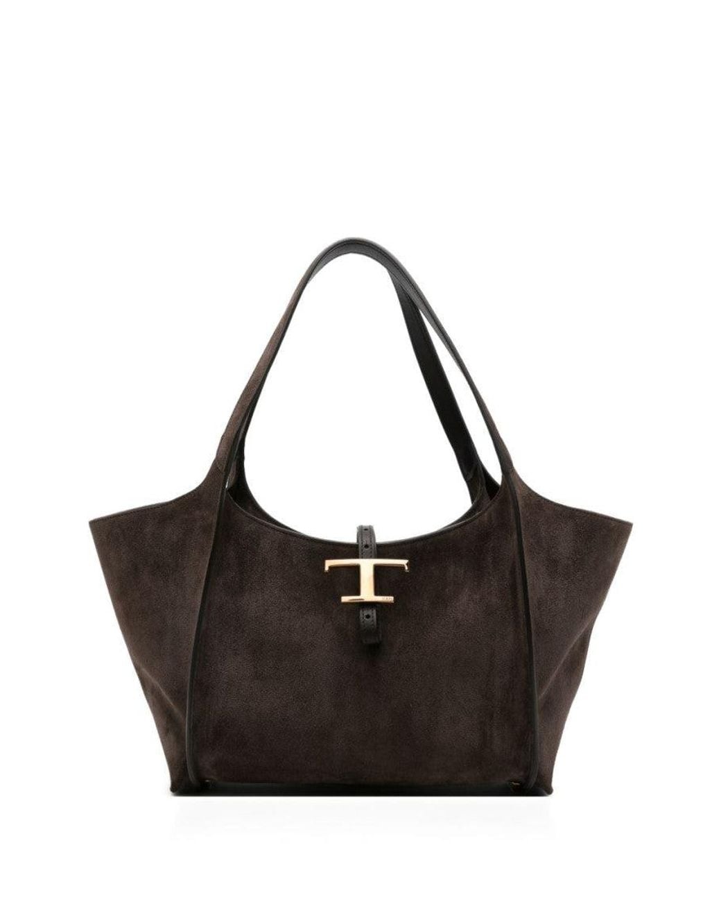 Tod's Black Dark T-Timeless Top Zip Small Tote