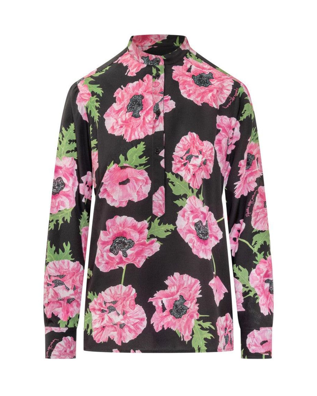 Stella McCartney Pink Silk Shirt With Stampaint
