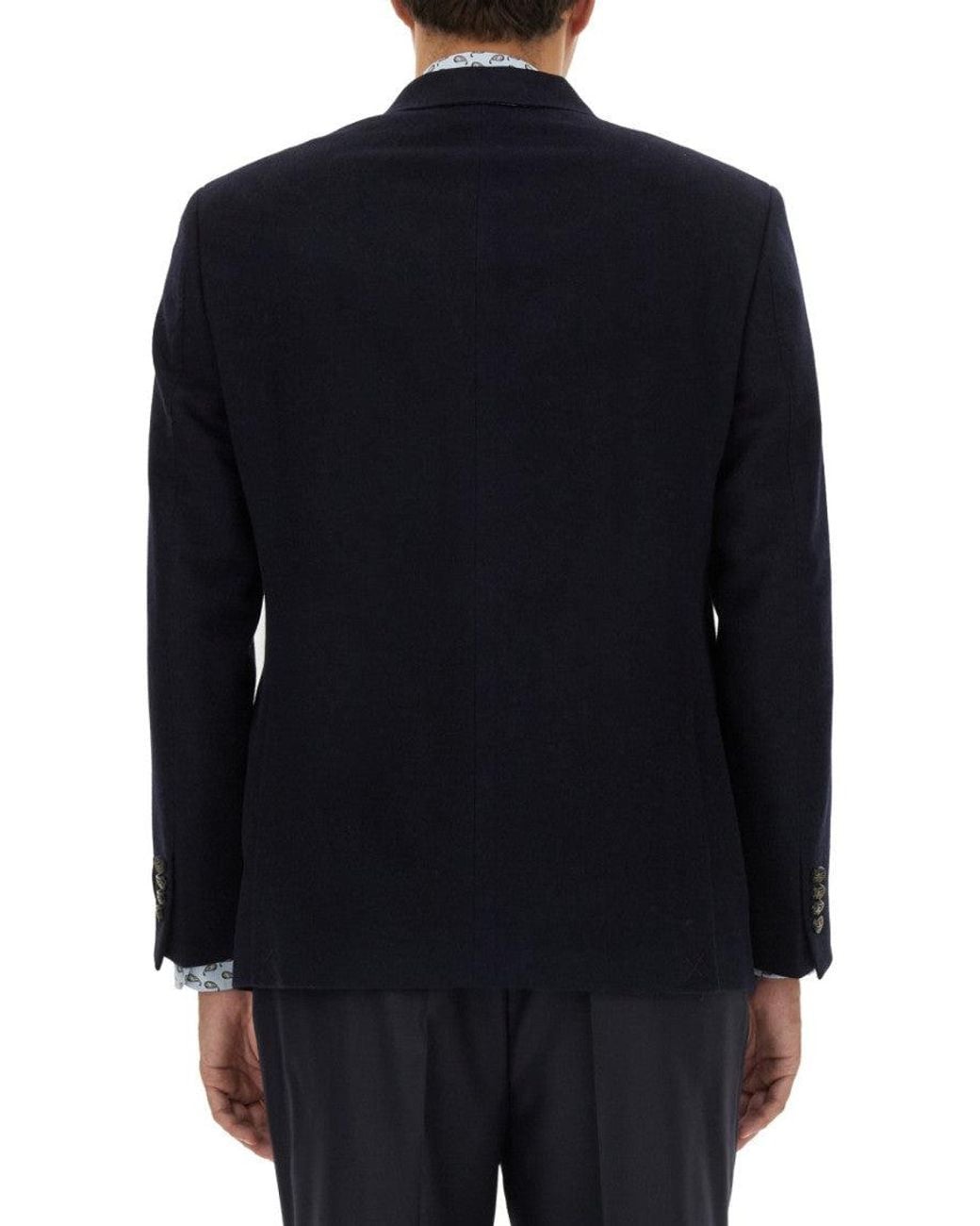 Etro Blue Notched Lapel Blazer for men