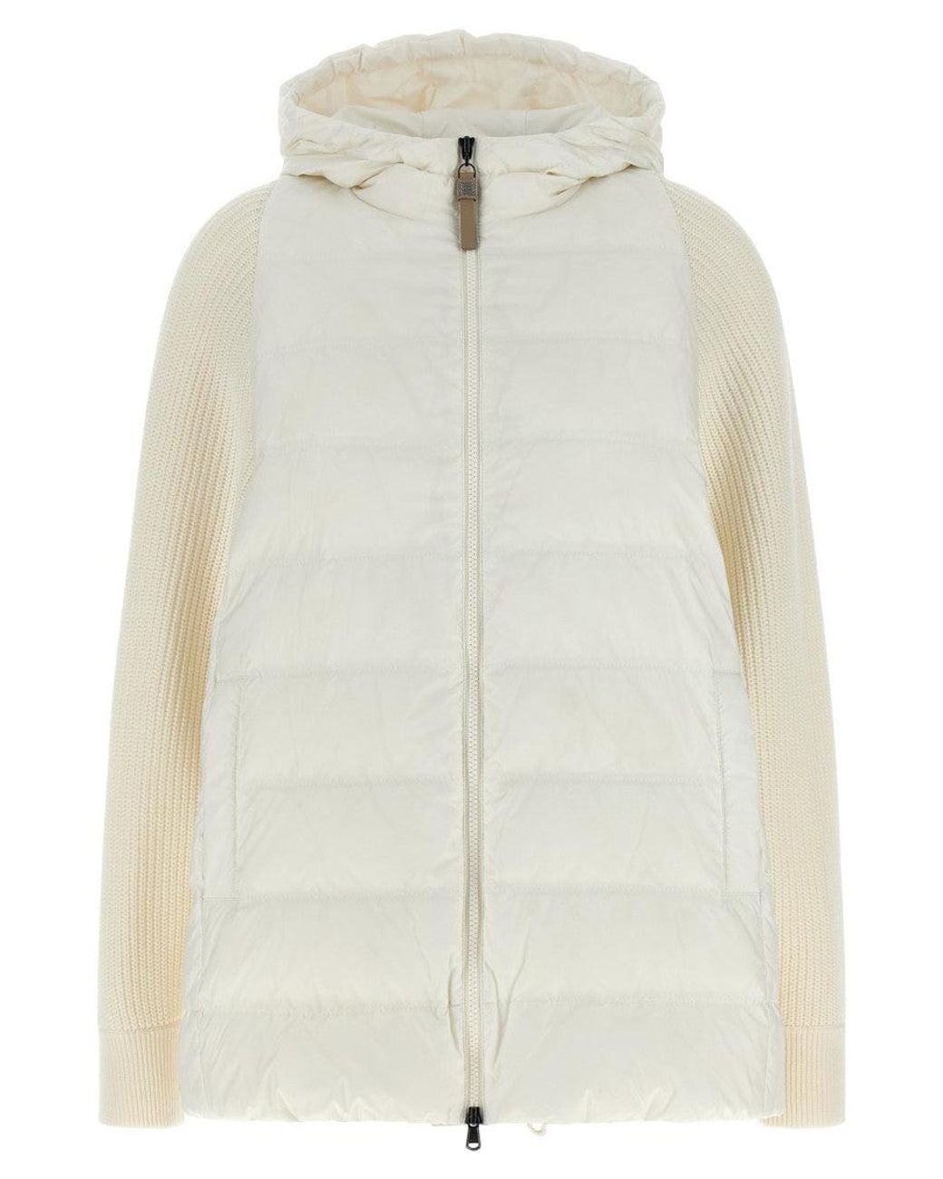 Brunello Cucinelli White Quilted Hood Jackets