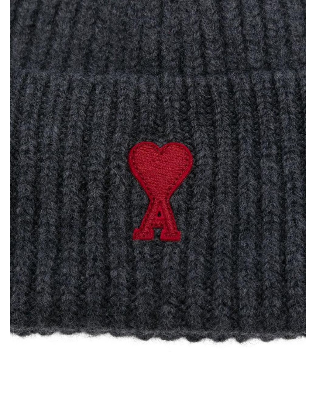 AMI Blue Ami De Coeur Wool Beanie