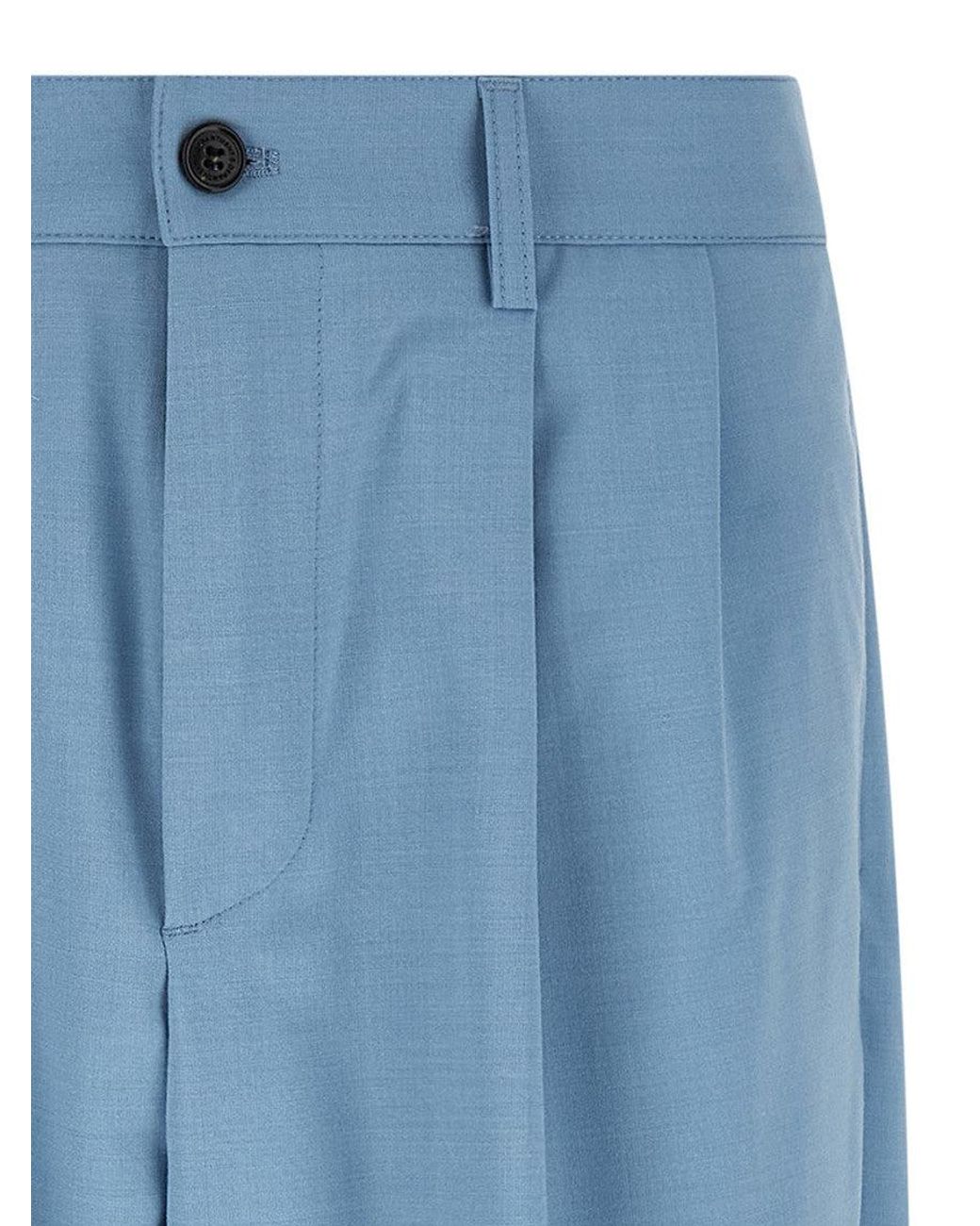 Department 5 Blue Light Loose Pleated Pants for men