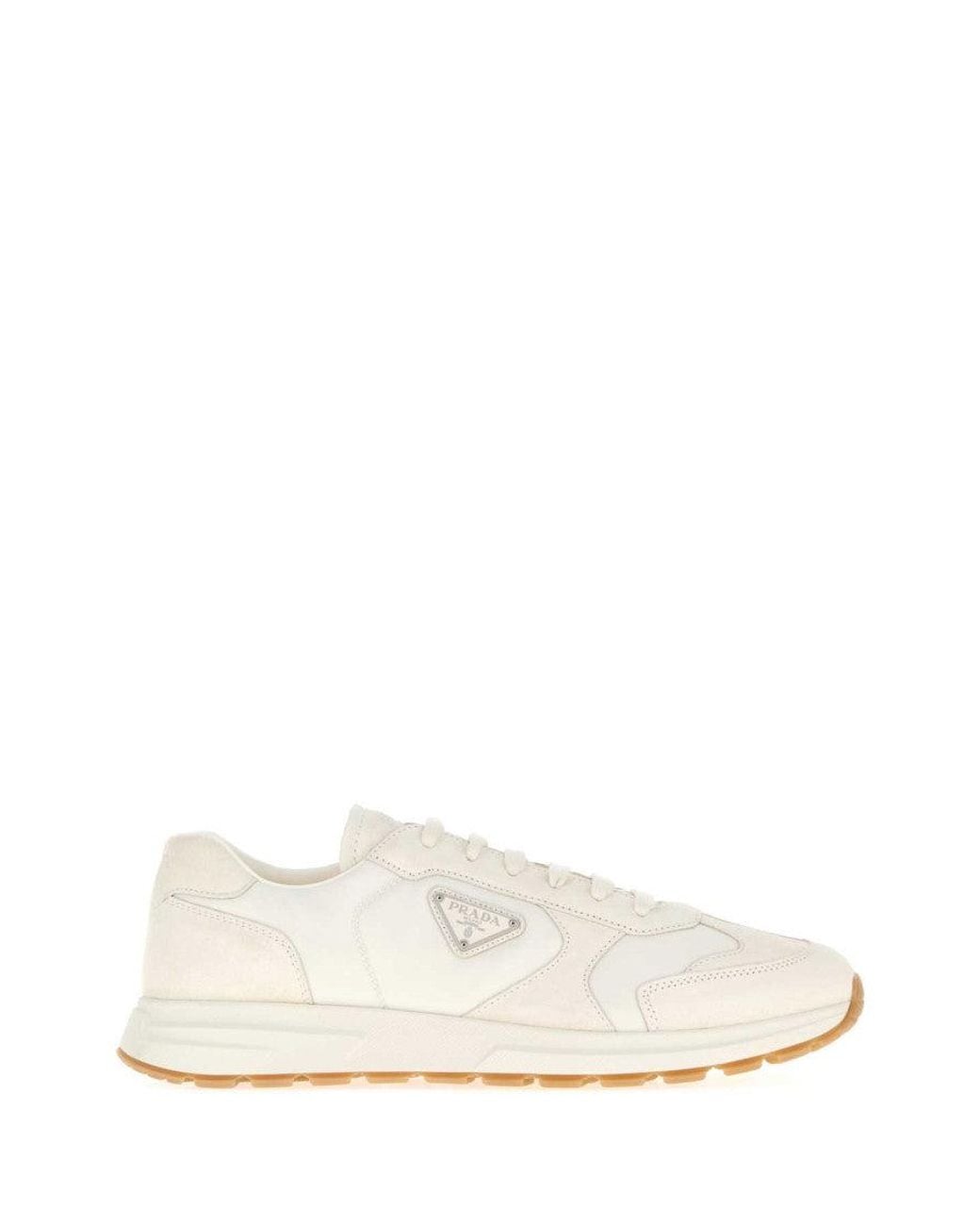 Prada White Side Logo Sneakers for men