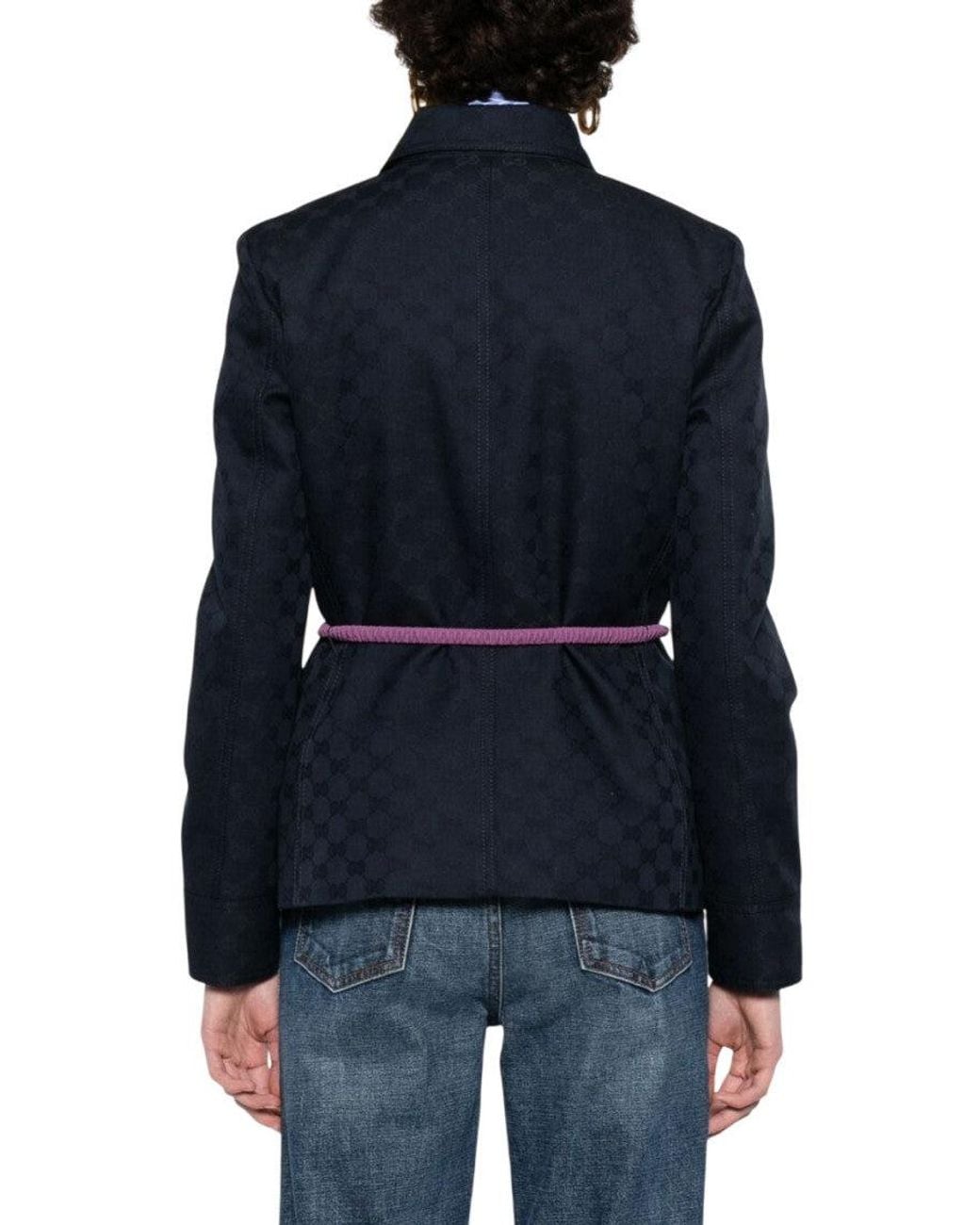 Gucci Blue Logo Shirt Collar Blazer