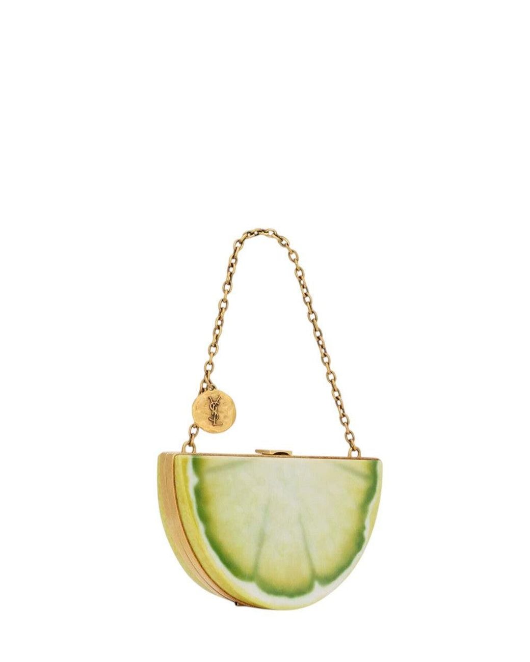 Saint Laurent Green Lemon Mini Clutch
