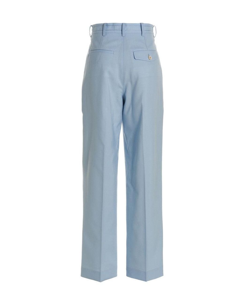 Marni Blue Front Pleat Wool Trousers