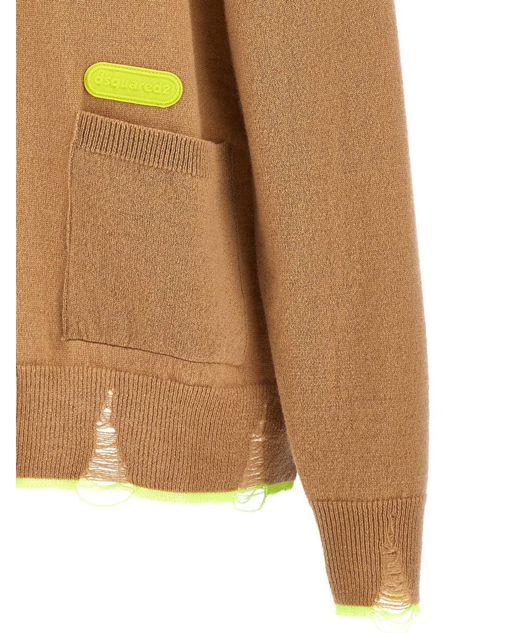 DSquared² Brown Solid V Neck Cardigan