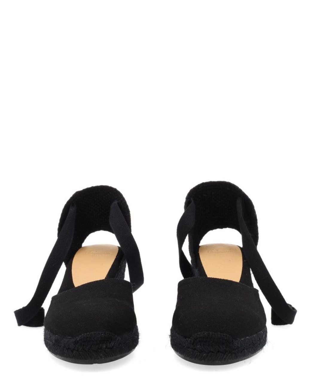 Castaner Black Lace-Up Wedges