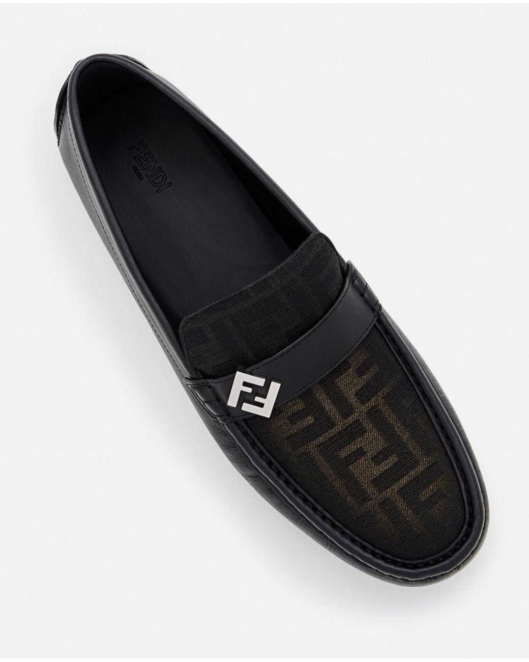 Fendi Black Logo Loafers for men