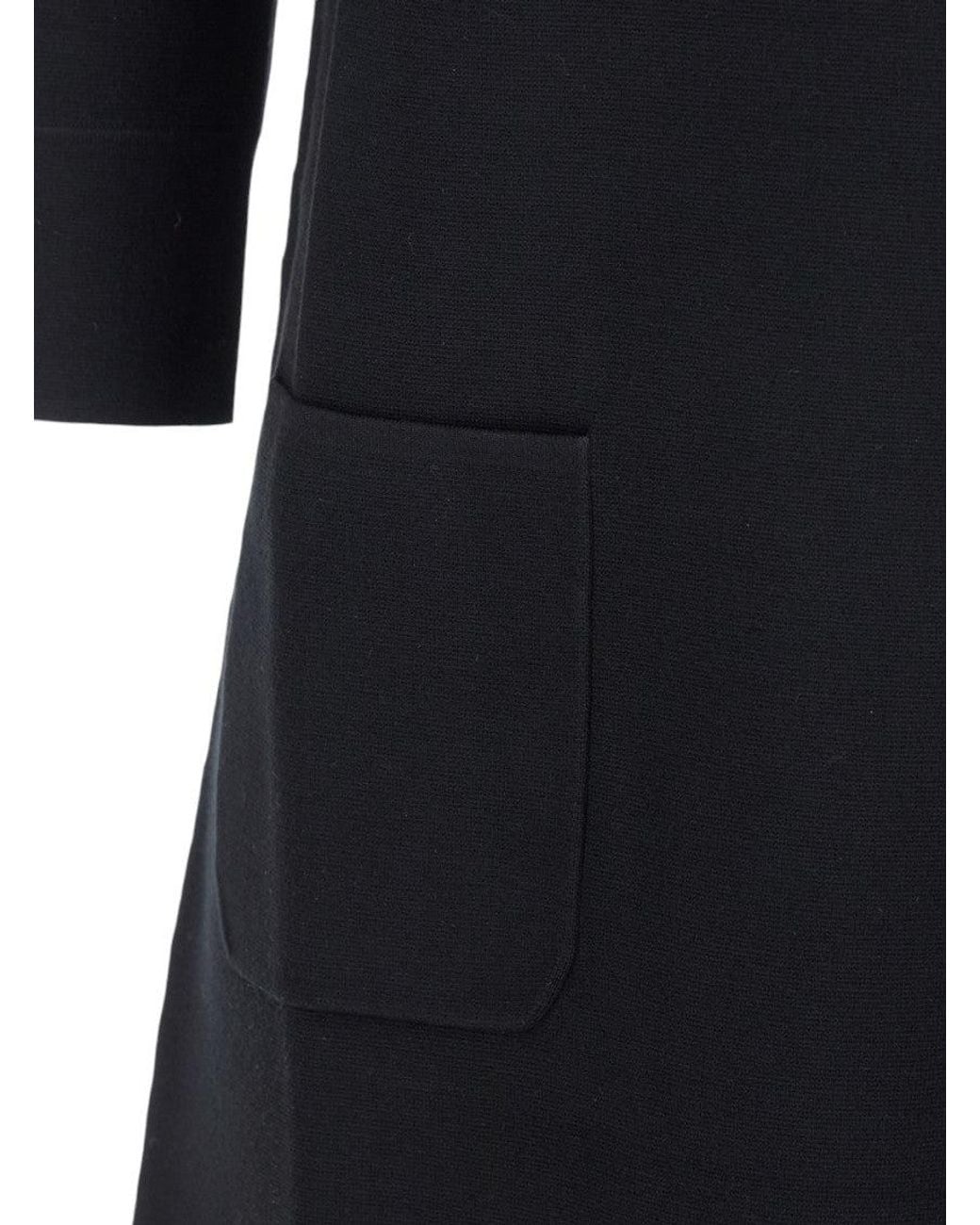 Max Mara Black Shirt Collar Knee Length Dress