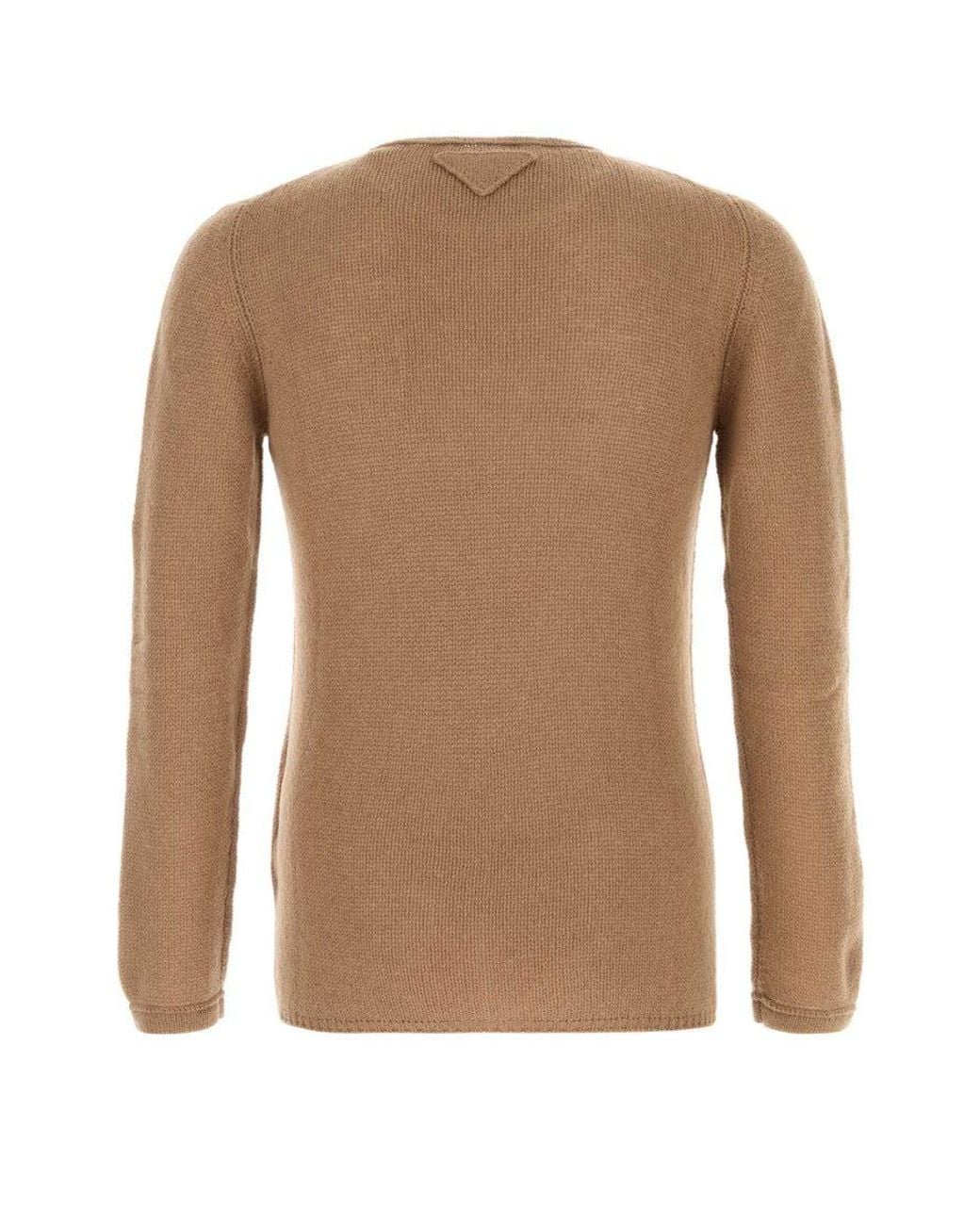 Prada Brown Long Sleeves Cashmere Sweater for men