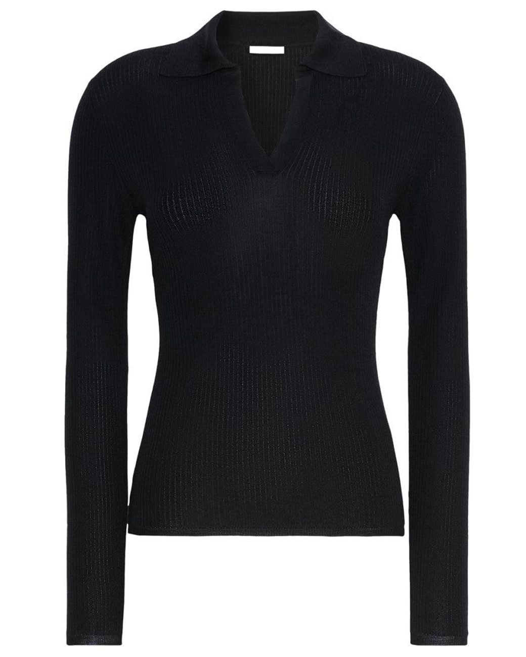 Max Mara Black Knitted Shirt Collar Sweater
