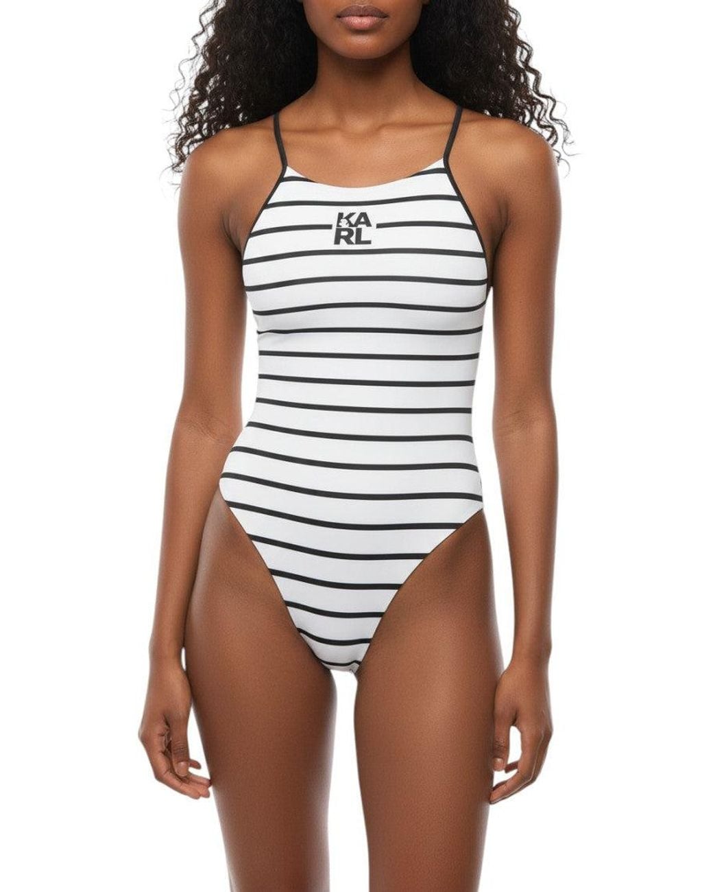 Karl Lagerfeld White Stripes Swimwear
