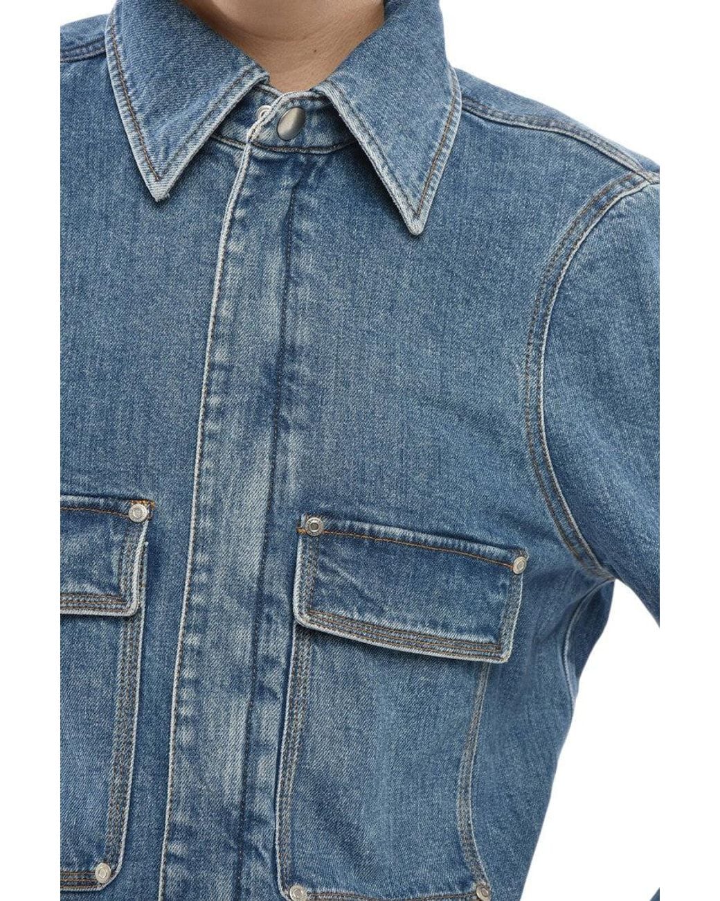 Stella McCartney Blue Shirt Collar Jumpsuit