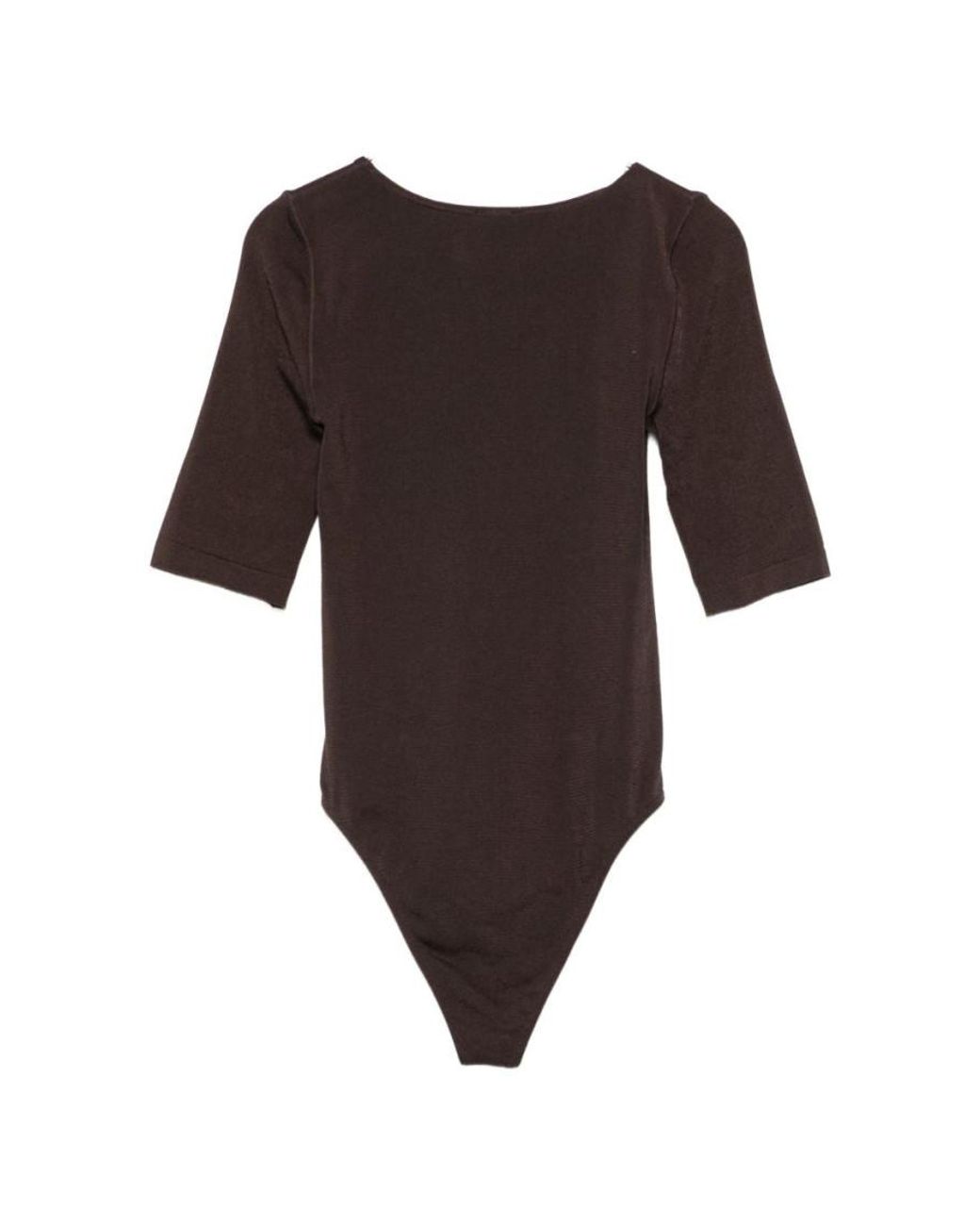 Wolford Brown Solid Round Neck Top