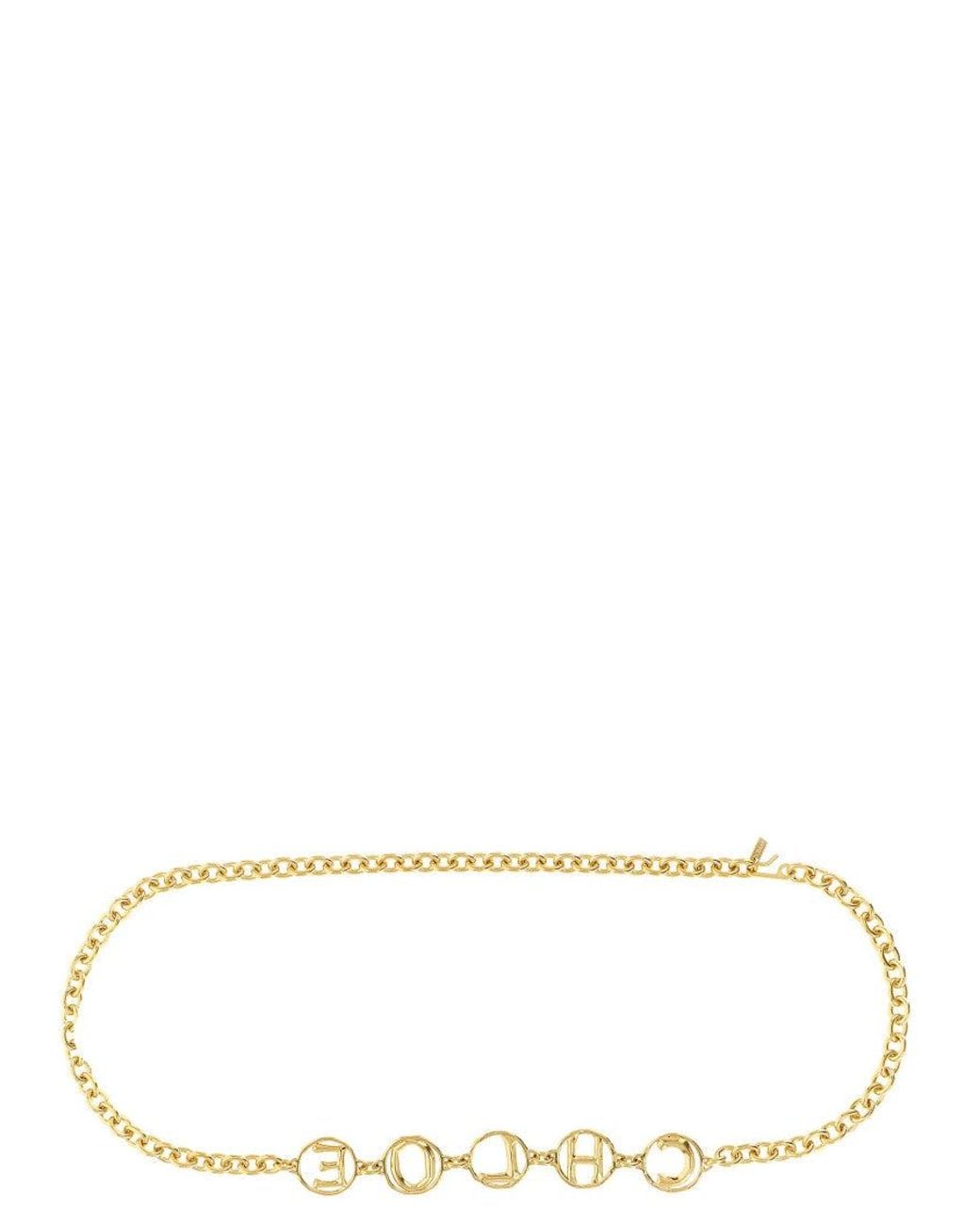 Chloé Metallic Golden Script Jewel Belt