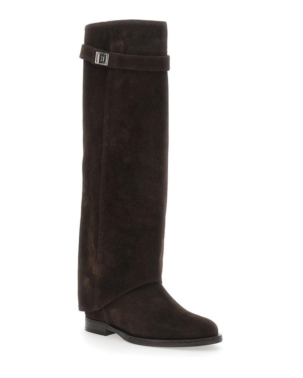 Via Roma 15 Black Suede High-Knee Boots