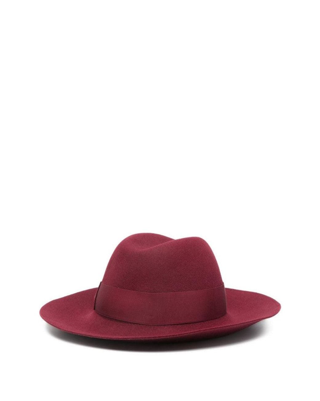 Borsalino Red Claudette Solid Fedora Hat