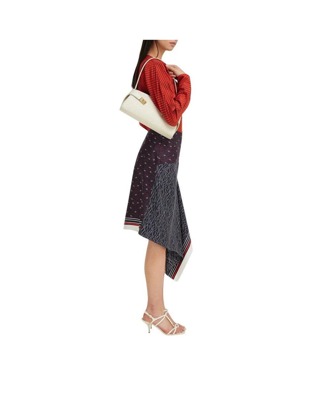 Ferragamo White Off Hug Large Shoulder Bag