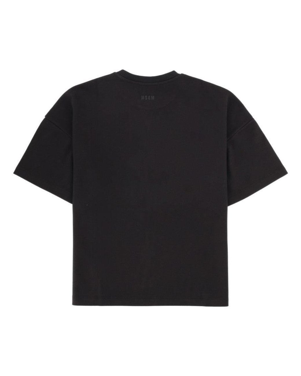 MSGM Black Solid Crew Neck T-Shirt for men