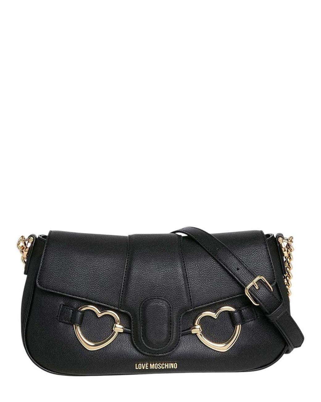 Love Moschino Black Heart Clamp Medium Shoulder Bag