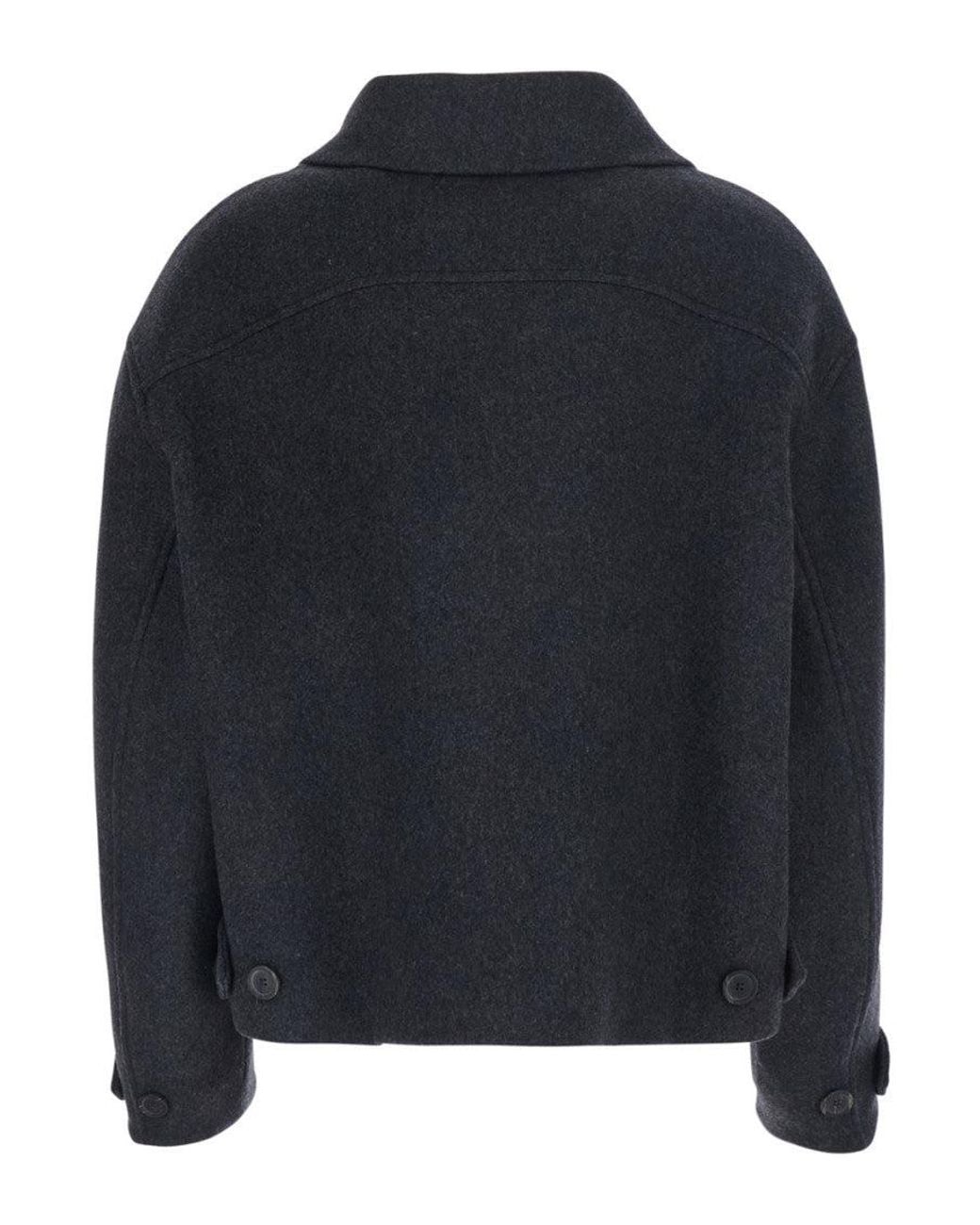 Semicouture Black Solid Shirt Collar Jacket