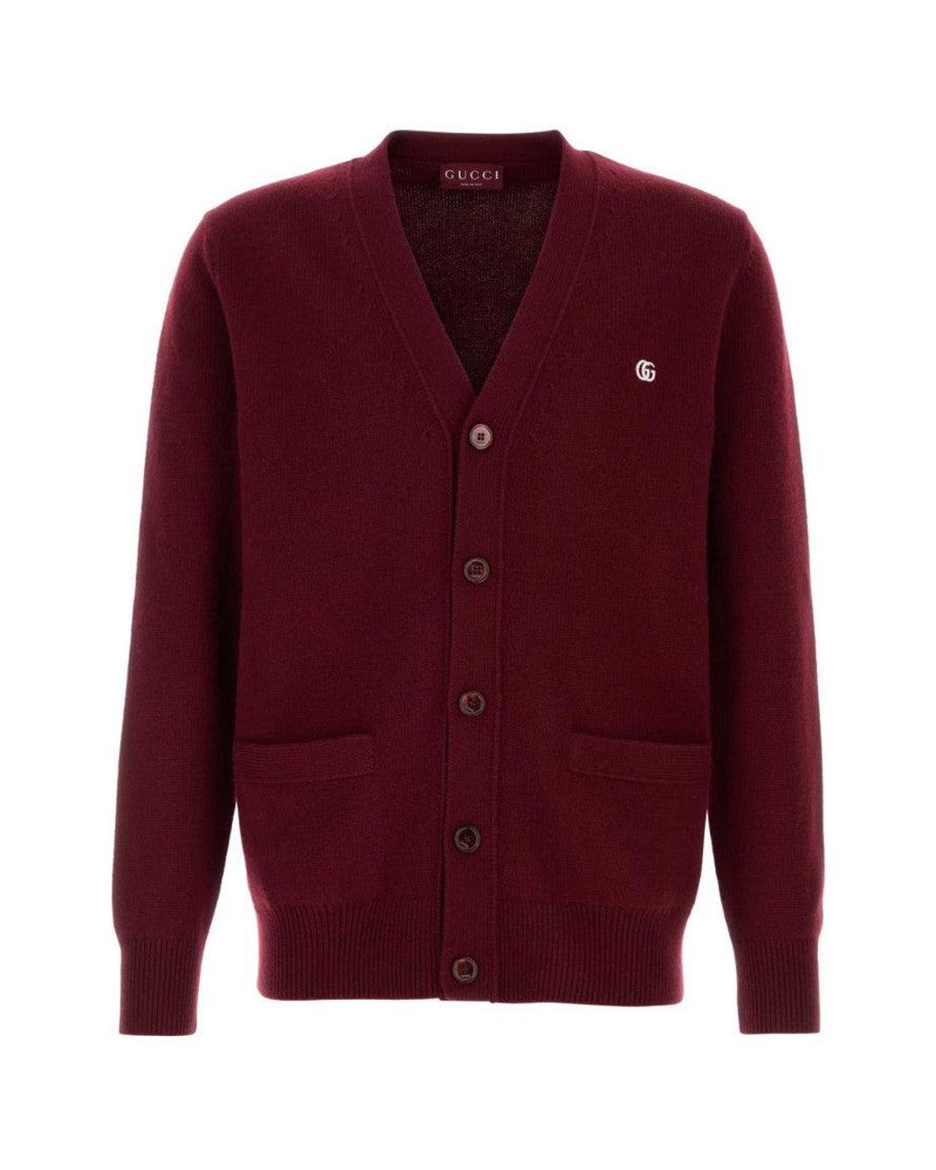 Gucci Red V Neck Cardigans for men