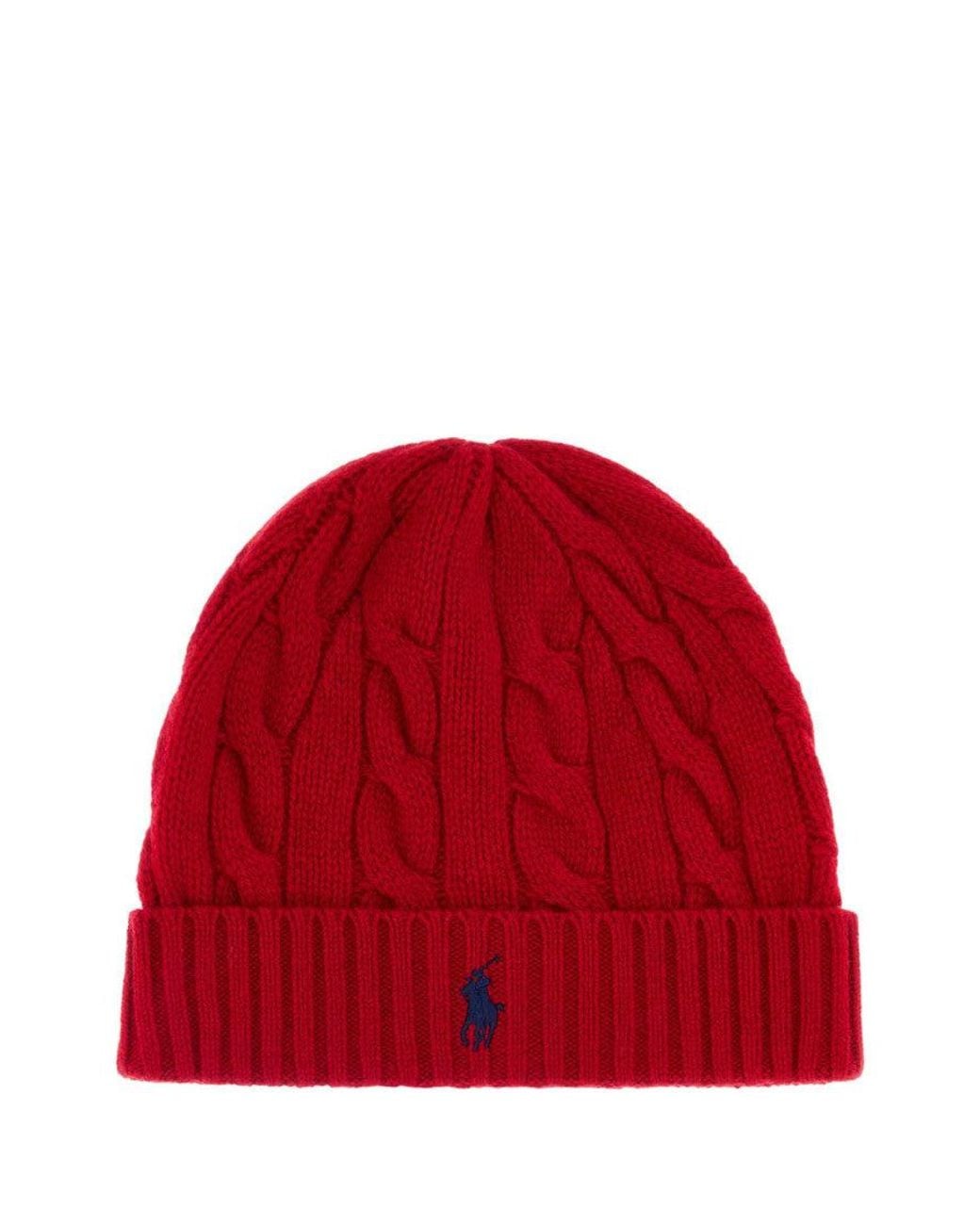 Polo Ralph Lauren Red Knitted Beanie Cap for men