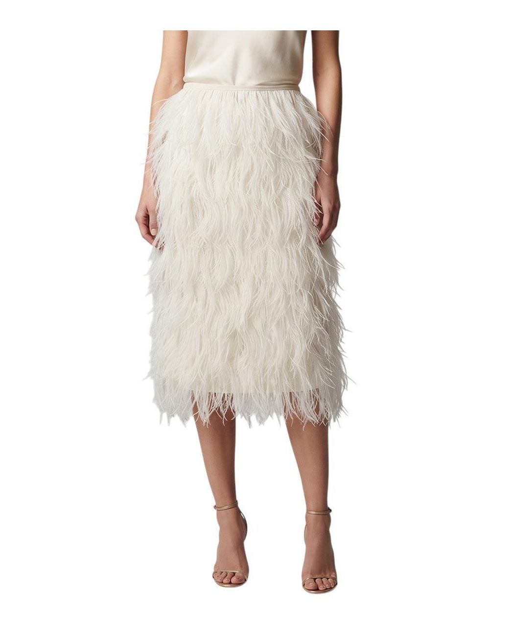 The Attico Natural Embellished Midi Skirt