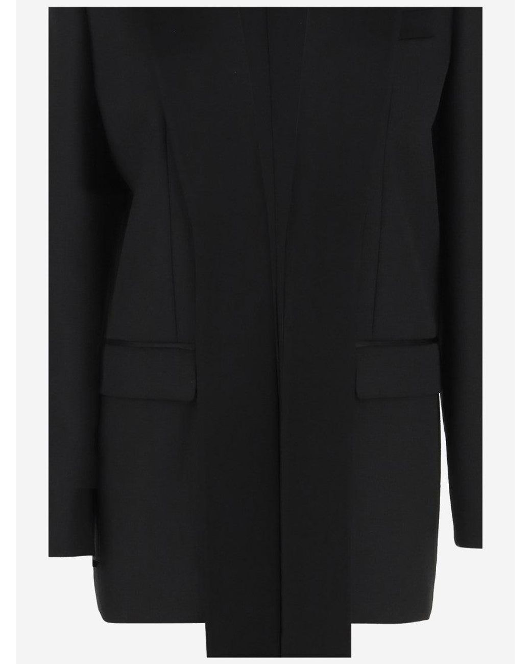 Pinko Black Wool Blend Single-Breasted Jacket With Satin Collar