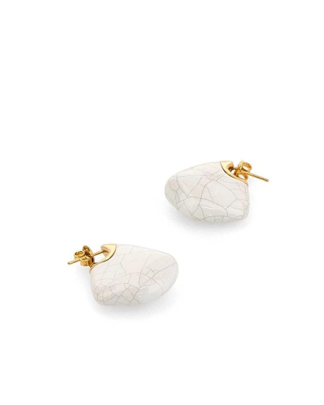 Bottega Veneta White Small Finn Earrings