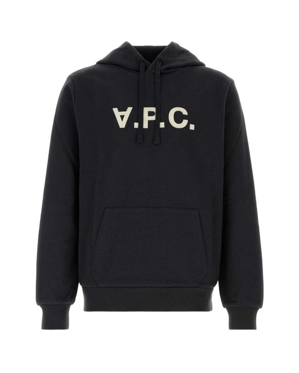 A.P.C. Black Regular Logo Hoodie for men