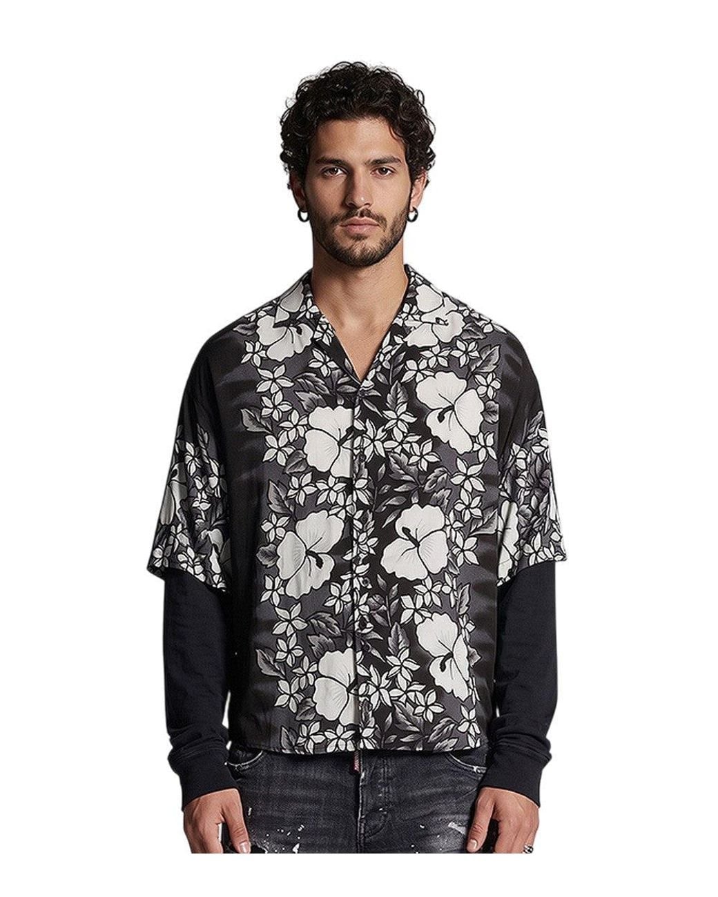 DSquared² Black Relaxed Floral Shirt for men