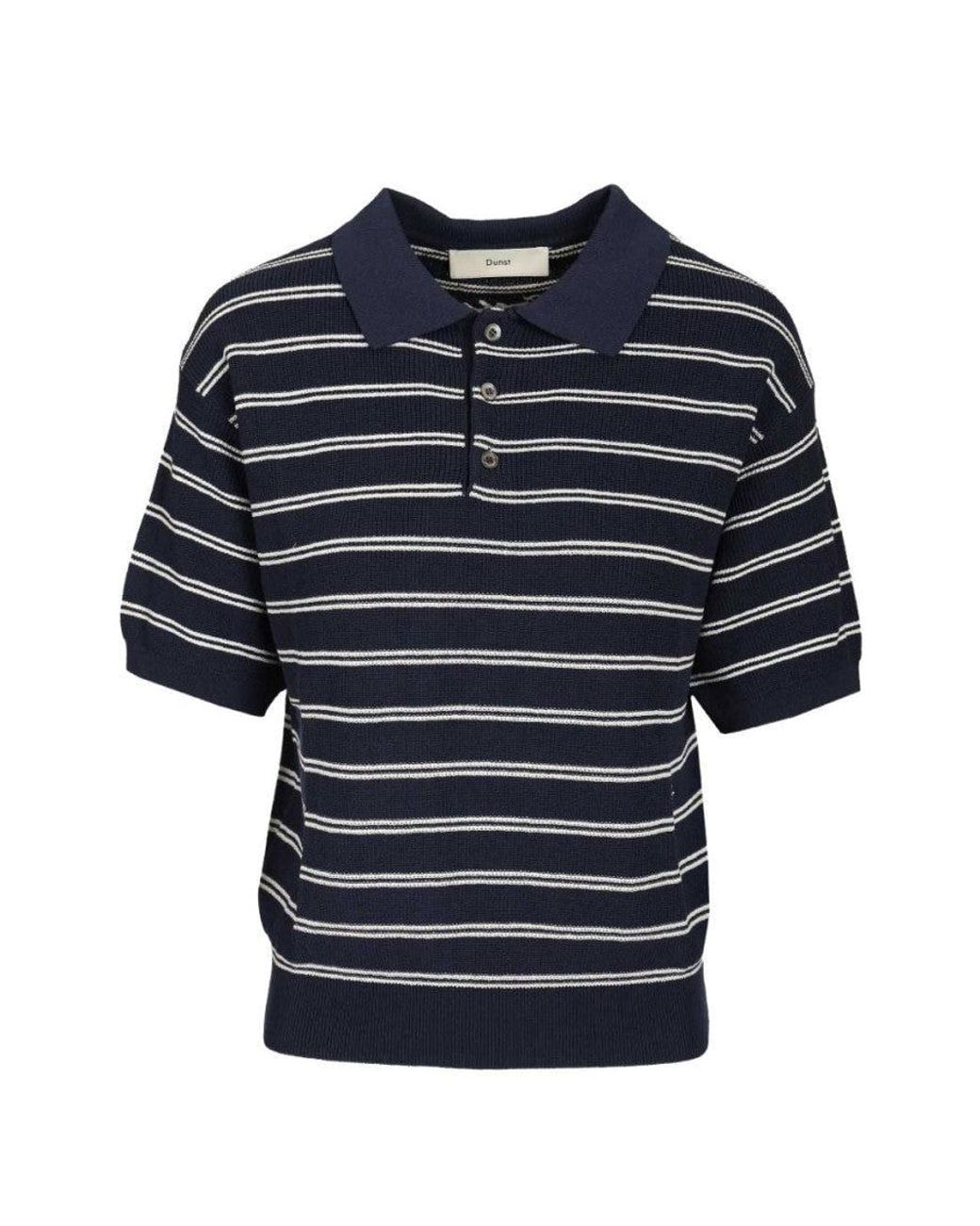 DUNST Blue Stripes Shirt Collar Polo