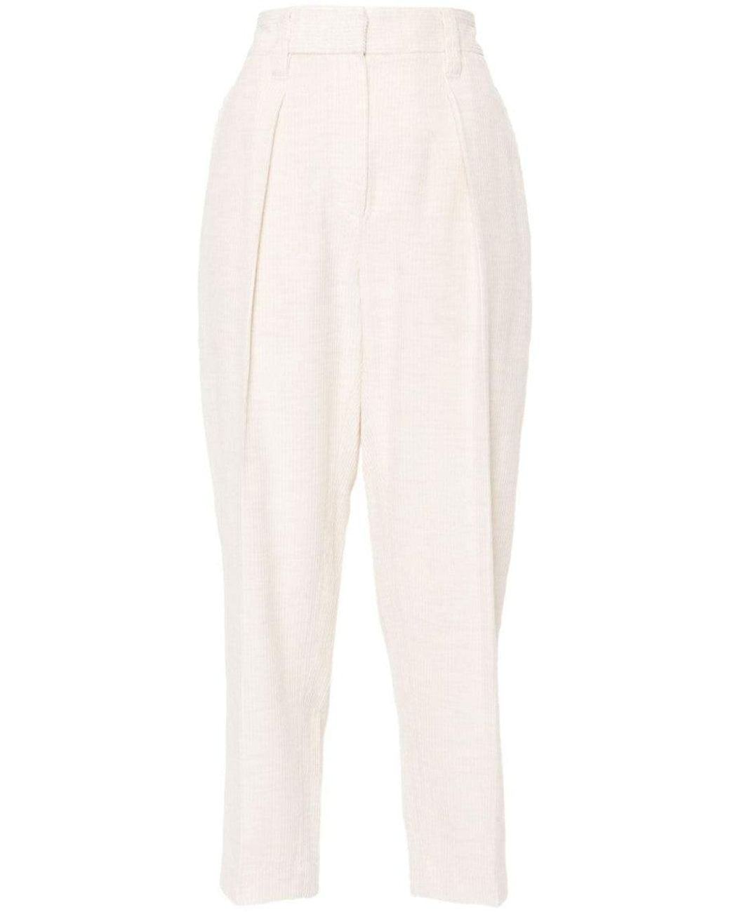 Brunello Cucinelli White Light Cotton Blend Trousers