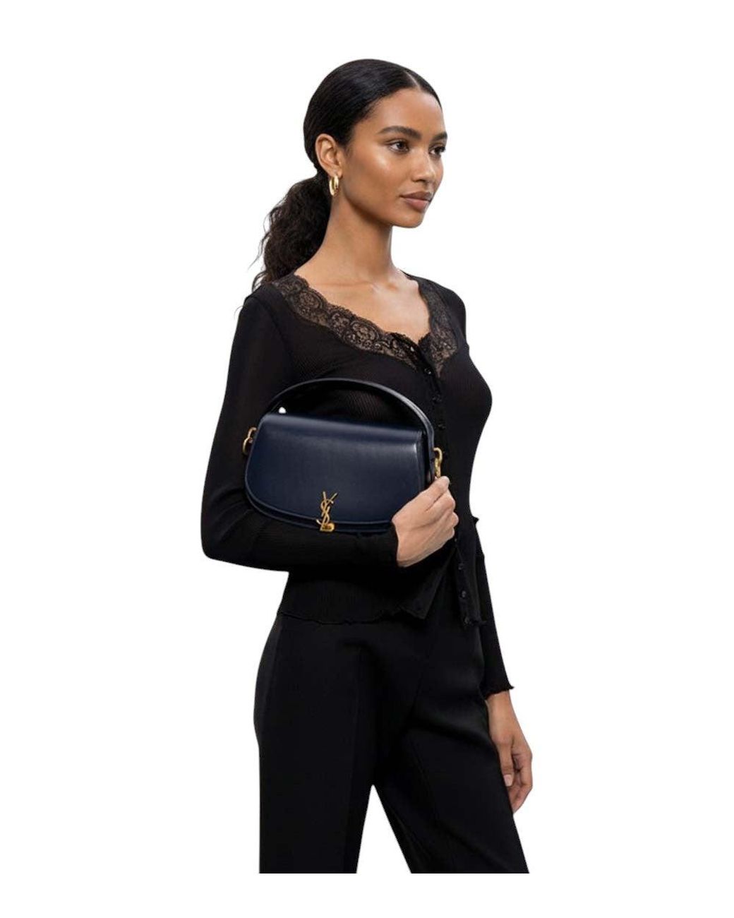 Saint Laurent Blue Dark Voltaire Small Shoulder Bag